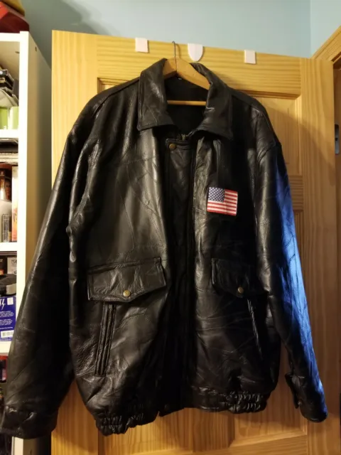 Mens Black Leather Jacket Size Xxl Gentle Used