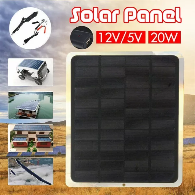 New 20W 12V Car Boat Yacht Solar Panel Battery Charger Power Supply Outdoor