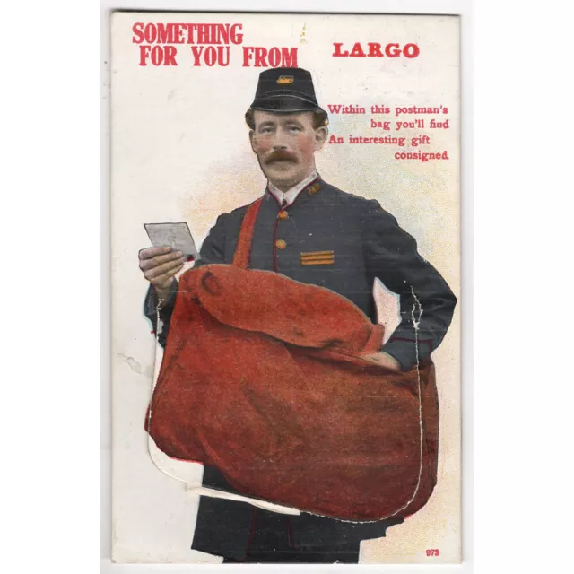 LARGO Fife, Novelty Pull-out Postcard Postally Used 1919 - Postman's Sack