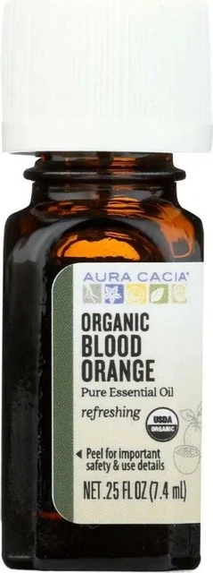 Aceite esencial de naranja sangre orgánica de Aura Cacia, 0,25 oz