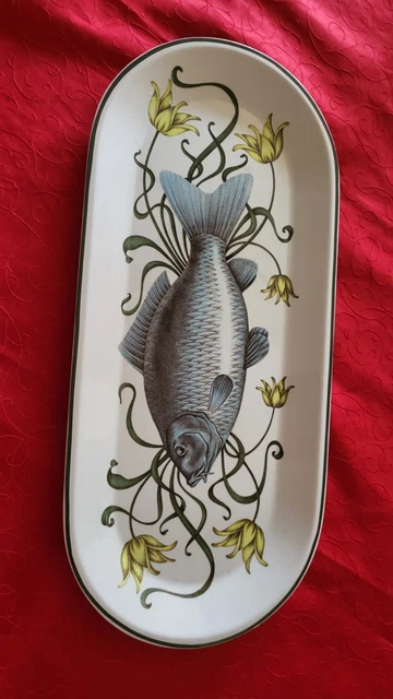 Grand Plat à Poisson Ancien Porcelaine Blanche épaisse - L 58,5 Cm