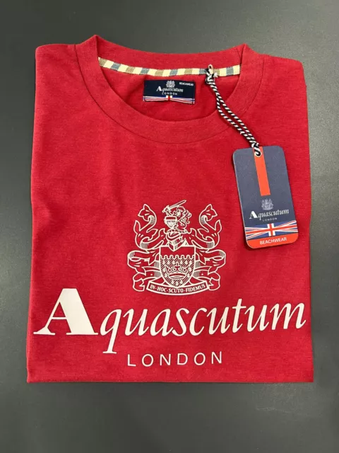 Aquascutum T-Shirt Tee Logo Grand Central TS004 Rouge Red Neuf SS23