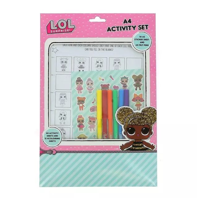 LOL Surprise A4 Activity Set Colouring Sheets Pens & Sticker Sheet