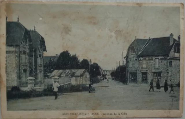 Guignicourt 02 CPA Avenue Station Condition Correct 1932