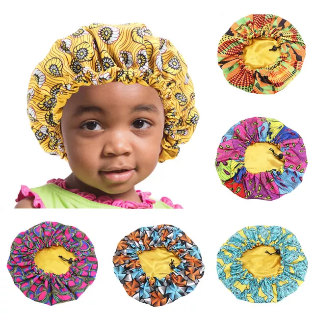 Cappello da sonno notturno bambini stampa africana cofano capelli raso turbante cappello fascia