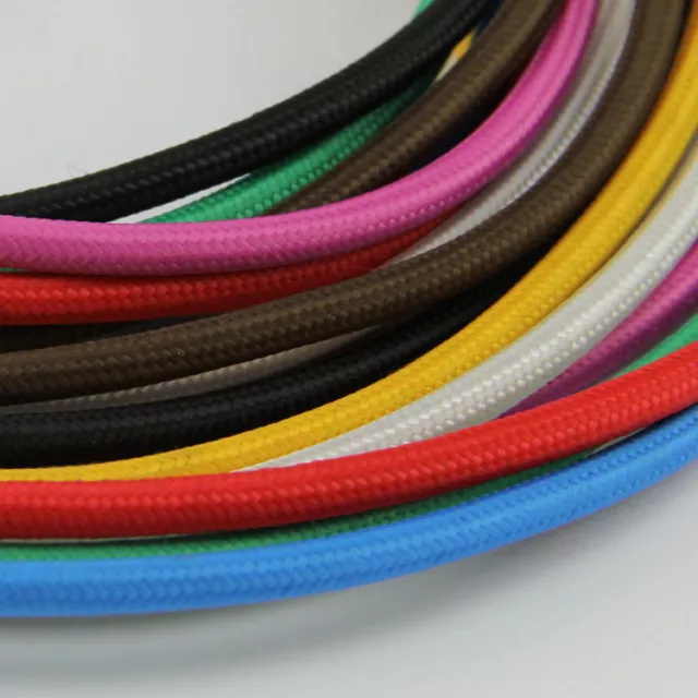 Câbles en tissu flexibles vintage italien couleur italienne éclairage tressé 3 cœurs 5M rétro