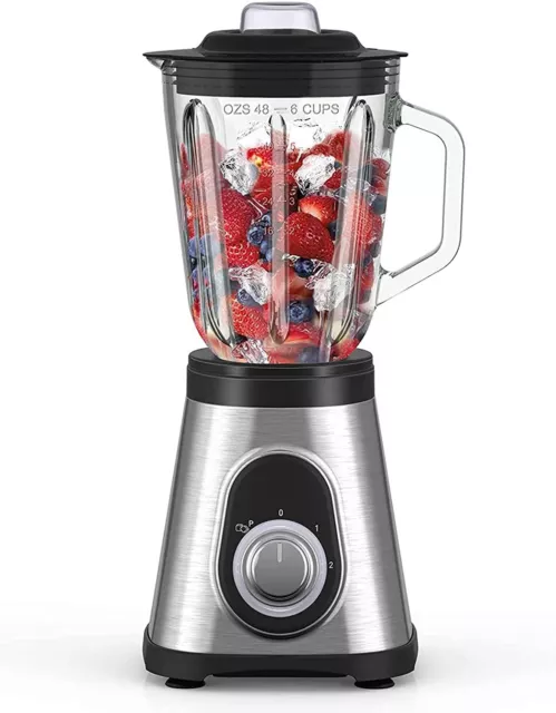 JUSANTE Countertop Blender, 1000W Professional Kitchen Blender for Shakes and Smoothies High Speed Ice Blender Frozen Drinks 48 oz Glass Jar