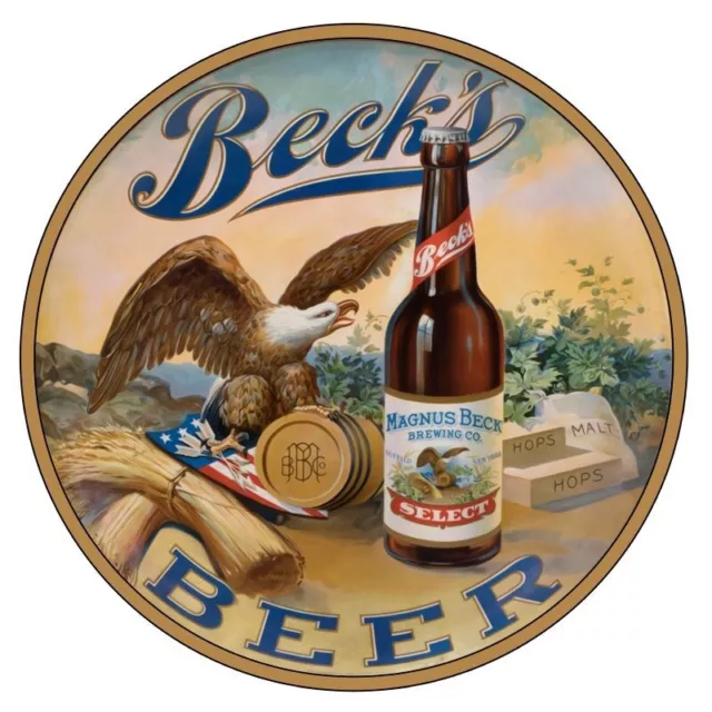 Magnus Beck Brewing Co. Beck's Beer NEW Sign 28" Diameter ROUND USA STEEL