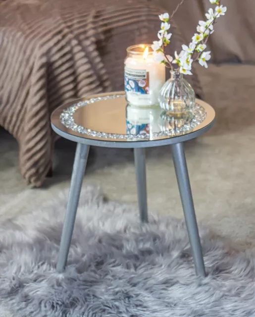 Set of 2 mirrored crystal side tables discount