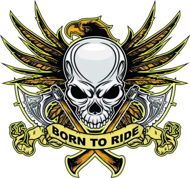 Born To Ride Sticker, Harley Davidson Style Helmet Decal Motorcycle . Skull a28