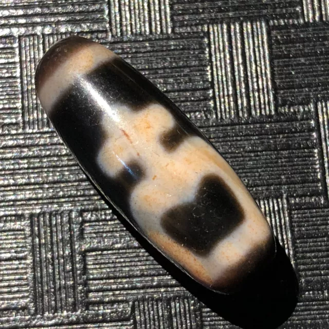 Magic Tibetan Old Agate Precious Bottle Cinnabar Totem dZi Bead12*31mmC1890