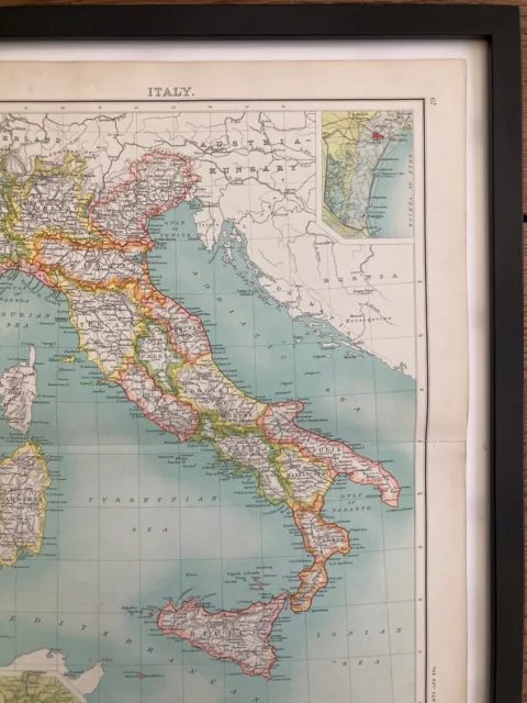 Antique 1902 Italy Map/Print/Original/Bartholomew/Rome 3