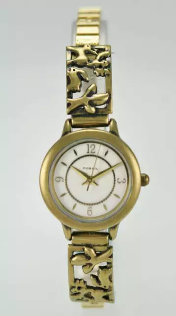 Fossil Watch Womens Stainless Stretch Gold Easy Read 30m Silver Battery Quartz
