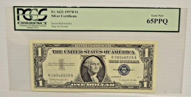 Pcgs Ppq Graded 65 , 1957 B, $ 1  Silver Certificate (Gem New)