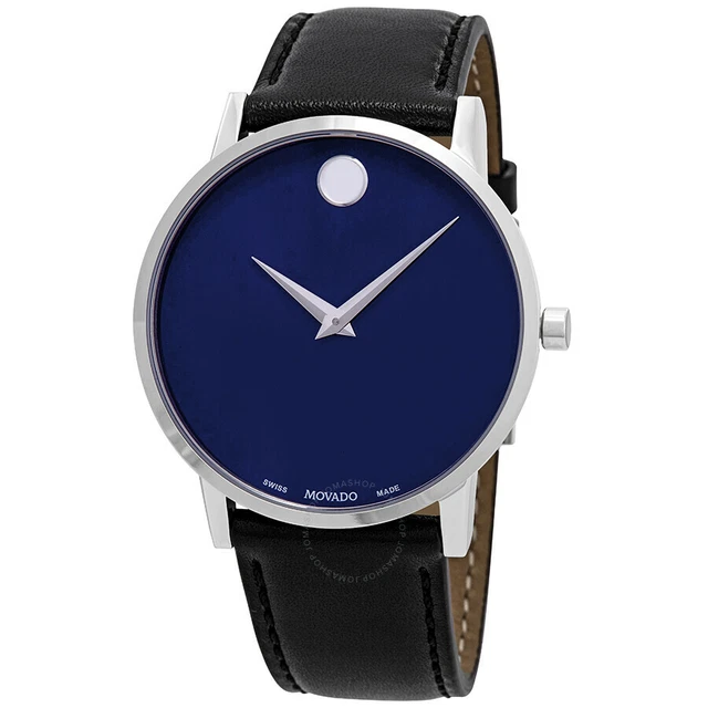 Orologio Movado Swiss da Uomo Museo Quadrante Blu Classico Cinturino in Pelle Inox
