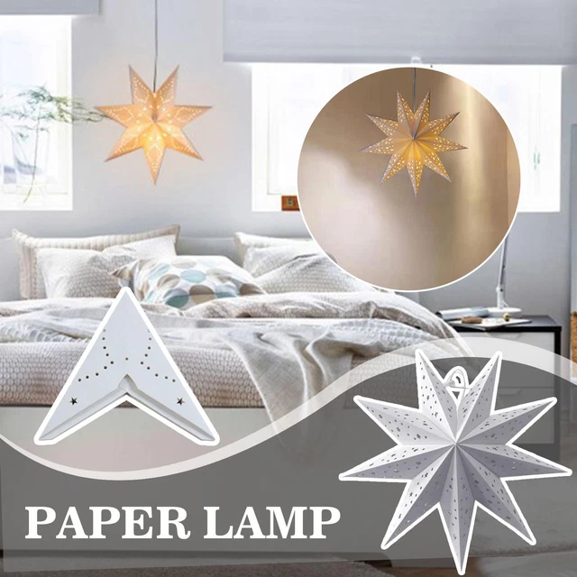 Hanging Paper Star Christmas Lantern LED Lights Window Party Wedding S3O6