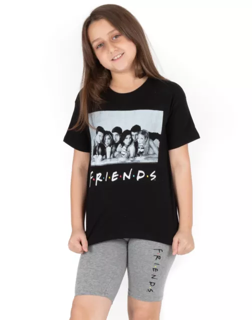 Amici Pigiama Girls Bambini T Shirt con Pantaloncini a ciclo Loungewear
