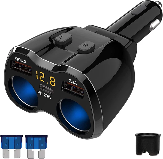 2 Prise Allume Cigare USB Adaptateur 150W, 3 Ports Avec QC3.0 & PD 3.0 12V/24V D