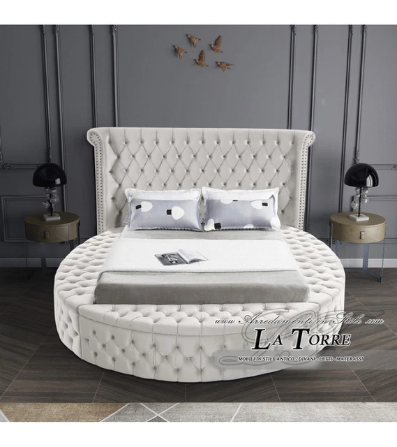 LETTO KING SIZE matrimoniale rotondo contenitore Moderno velluto o