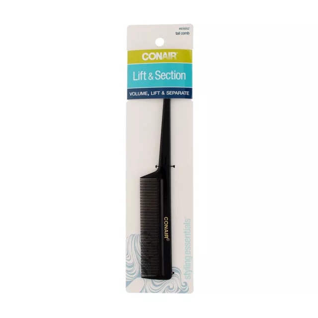 Conair Lift &amp; Section Hard Rubber Tail Comb, Black, 1-Piece