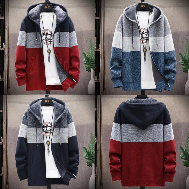 Abrigo Jersey Chaqueta Punto Cardigans Sudadera Polar Capucha Manga Larga Ho <