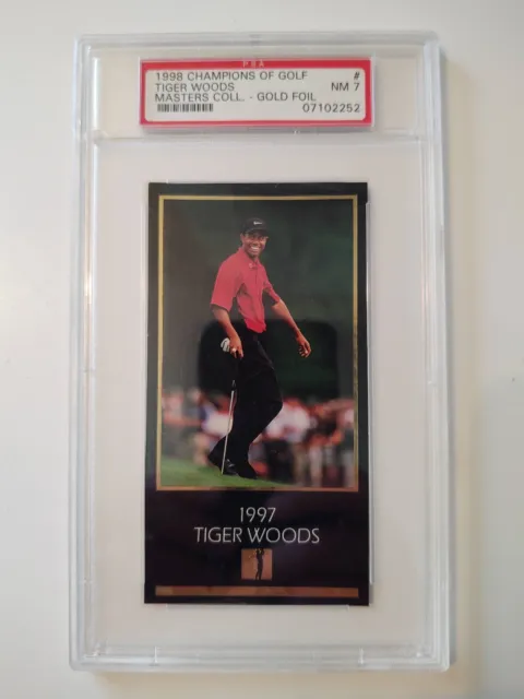 1998 Champions Of Golf Tiger Woods Masters Collection Gold Foil Rookie PSA 7 NM