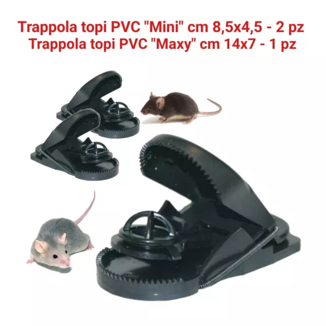 TRAPPOLA PER TOPI 3pz CATTURA RATTI (Maxy cm 14x7)x1pz (Mini cm 8,5x4,5)x2pz PVC