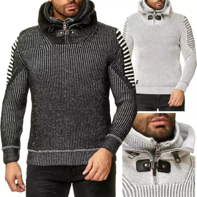 Redbridge Homme Pull Tricot Double Couche Col Haut Col Montant Col Écharpe