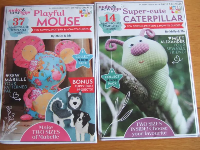2 x Sewing Pattern Make & Sew Toys Playful Mouse Cute Caterpillar  New & Uncut