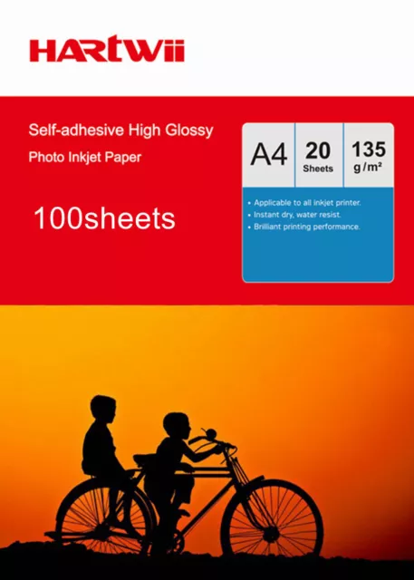 100 Sheet A4 135Gsm Self-adhesive Sticky High Glossy Inkjet Printing Photo Paper