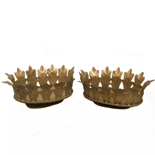 PAIR Italian Neoclassic Gilt Metal/Tole Acantus Leaf Planters