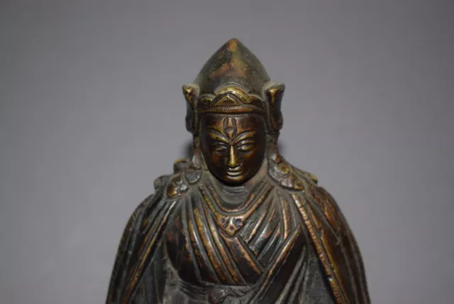 Lama mit Gläubigen-Tibet, Bronze, Antik, ca. 19.Jahrhundert, 17cm 2