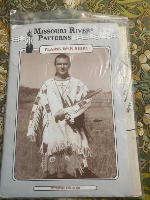 Native American Buckskin Plains War Shirt, S-XL UNCUT, Missouri River Pattern