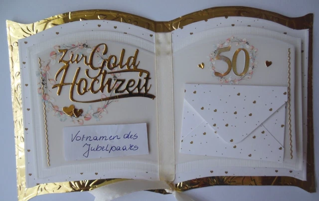 Glückwunschkarte Zum 50. Hochzeitstag – Goldfolie, 15 X 18 Cm, Mit Umschlag