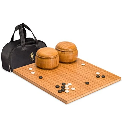 Bamboo 2" Reversible Go Set w/ 9.2mm Double Convex Yunzi Stones & Bamboo Bowl...