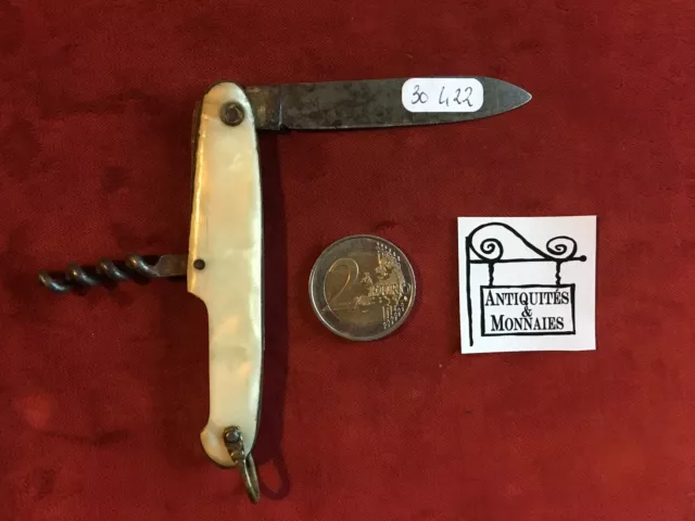 Couteau Ancien Pliant Canif Collection Couleur Nacre - Ref30422