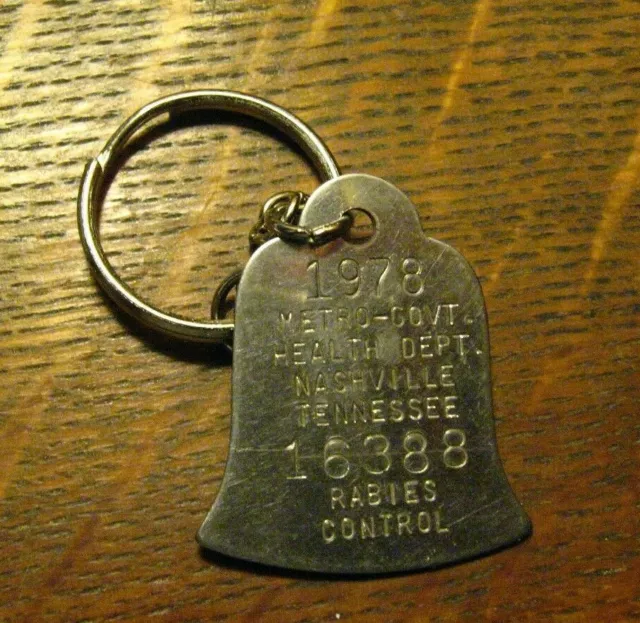 Nashville TN 1978 Rabies Dog Tag Keyring - Vintage Tennessee Health Department