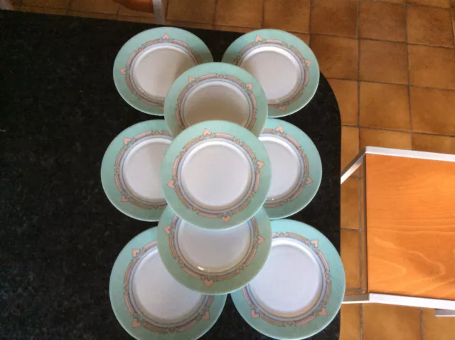 Lot de 9 Petites Assiettes Plates Vintage Mint Arcopal France Esso D 19,5 Cm