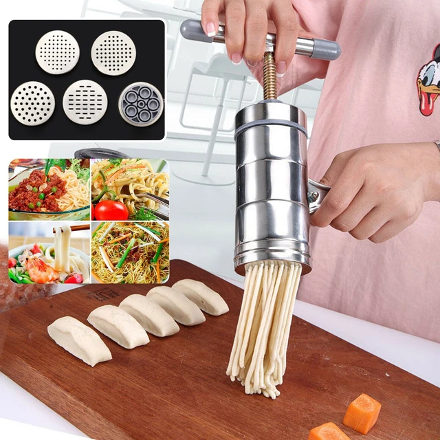 Edelstahl  5 in 1 Nudelmaschine Lasagne Spaghetti Pastamaker Küche Pastamaschine