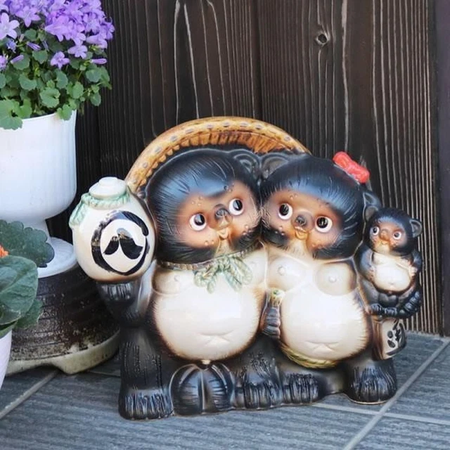 NEW Shigaraki-Yaki Raccoon dog Family H / 24cm  Antique Good Luck Items F/S