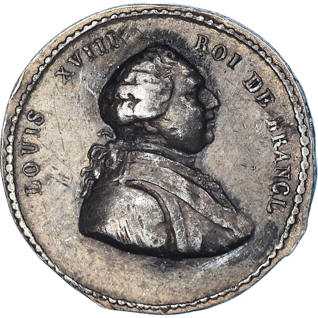 Médaille France Louis XVIII En Bronze Par Andrieu F. - 50 Mm, 66 G - Neuf