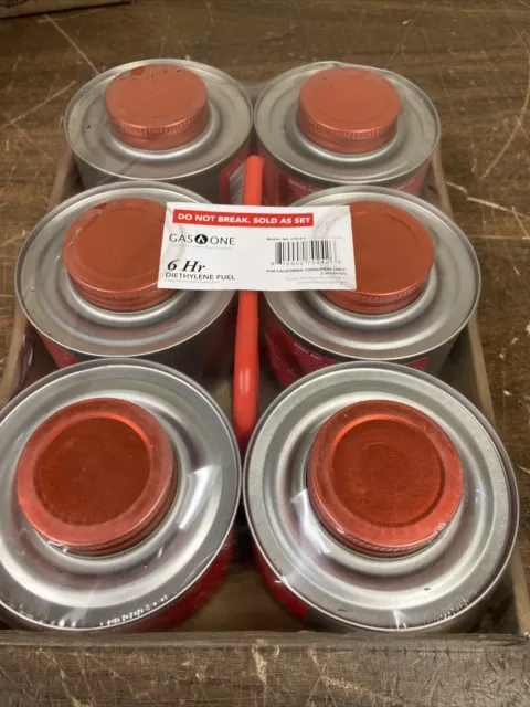 GASONE CFD-6-6 Gas One 6 pk-6 Hr Cooking Fuel Wick Liquid Safe Fuel & Lid Opener