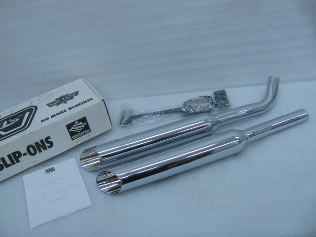 New Hard Krome Chrome Slip on Mufflers Slash D40-6040D Suzuki Marauder 800 99-01