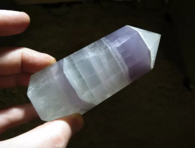 373g LARGE GREEN - PURPLE BANDED FLUORITE polished BEAUTIFUL CRYSTAL POINT