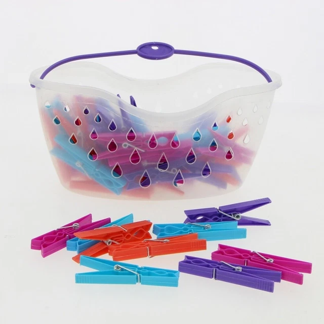 Panier avec 24 pinces à linge en PP