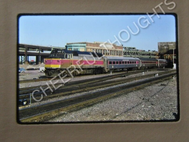 Original '87 Kodachrome Slide MBTA Boston Rail 1012 F40PH action Boston    38T17