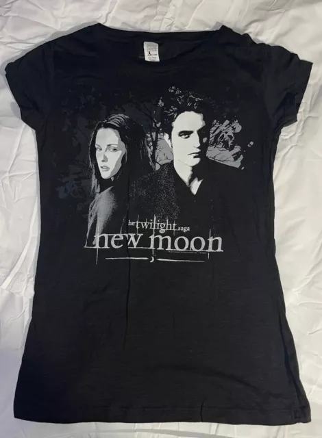 New Moon The Twilight Saga Black Novelty Screenprint Tee TShirt Top Womens Jr L