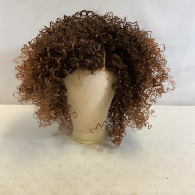 Brinbea Womens Light Brown 19 Inch Lace Front Short Afro Kinky Curly Wig