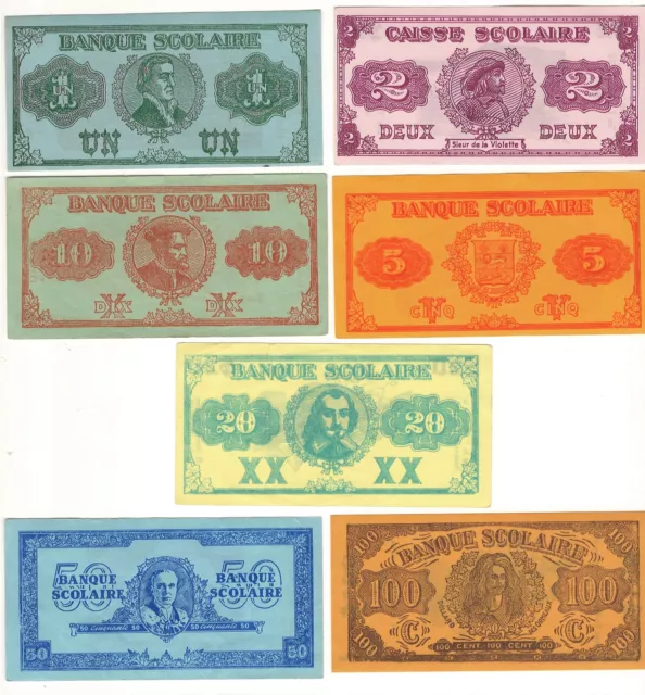 Canada  Quebec « School Money    Banque scolaire.  FEC 1920   Set of 7