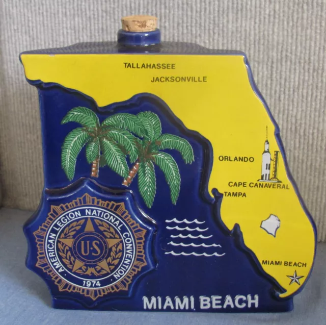 1974 Ezra Brooks American Legion Convention, Heritage China Liquor Decanter,#185